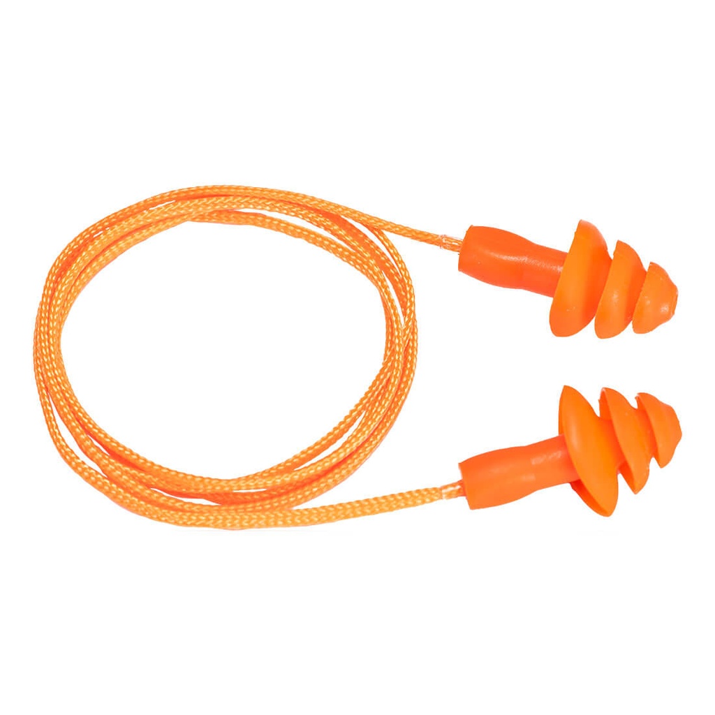 Tappi in TPR riutilizzabili con cordino (50 paia) – Arancione