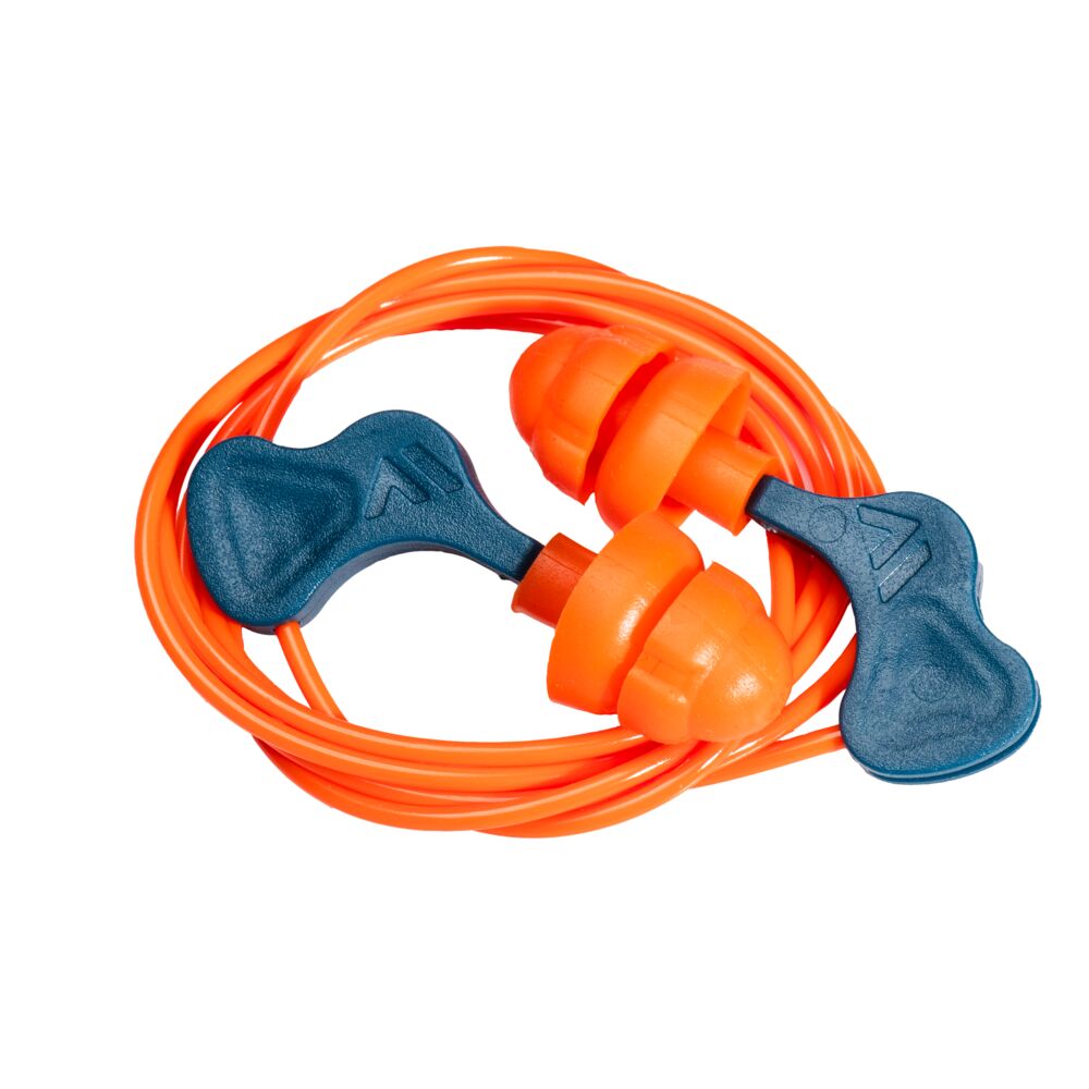 Inserti auricolari Easy Fit in PU con cordino (50 paia) – Arancione