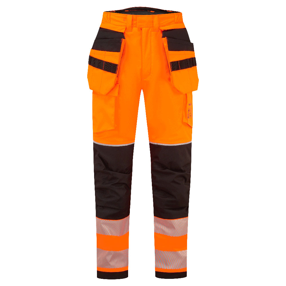 PW3 FR Modaflame Rain+ Hi-Vis Pantaloni invernali con tasche holster – Arancione/nero
