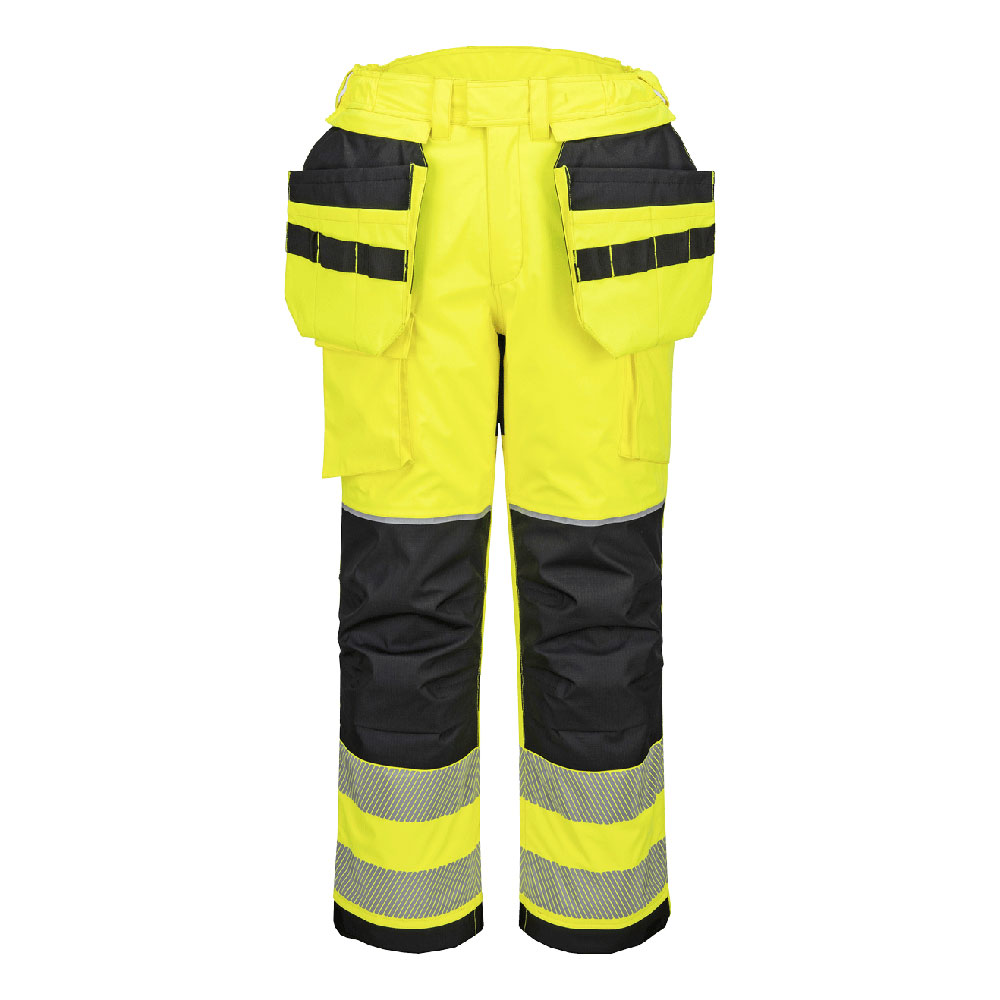 PW3 FR Modaflame Rain+ Hi-Vis Pantaloni invernali con tasche holster – Giallo/nero