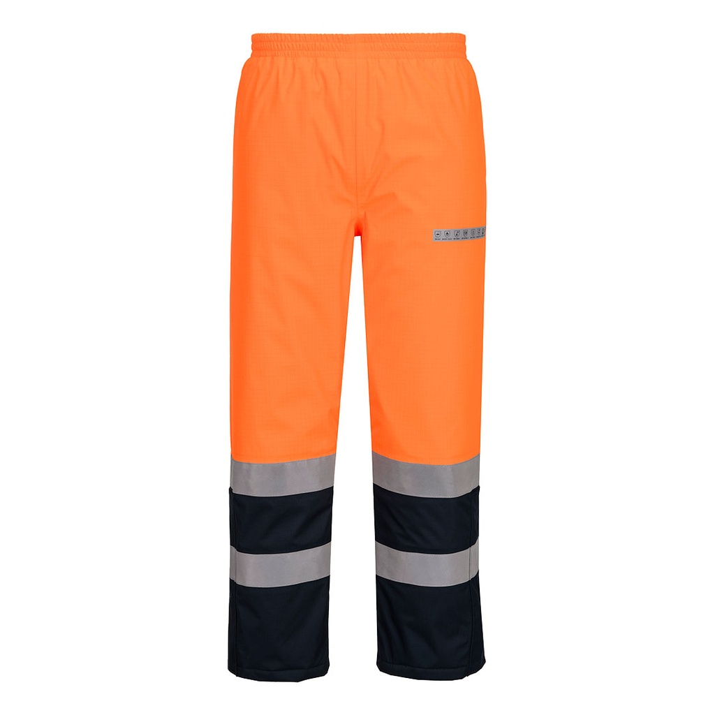 Pantaloni invernali Bizflame Rain+ Hi-Vis Multi-Norma a contrasto – Arancione/blu navy