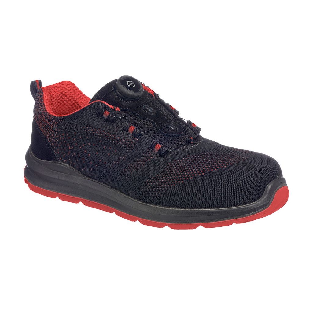 SCARPA SPORTIVA CON LACCI DI SICUREZZA TRAINER KNIT S1P – Nero/rosso