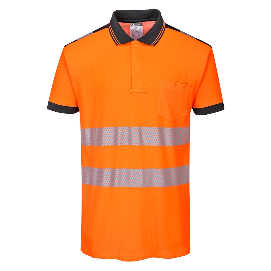 PW3 Polo manica corta Hi-Vis – Arancione/nero