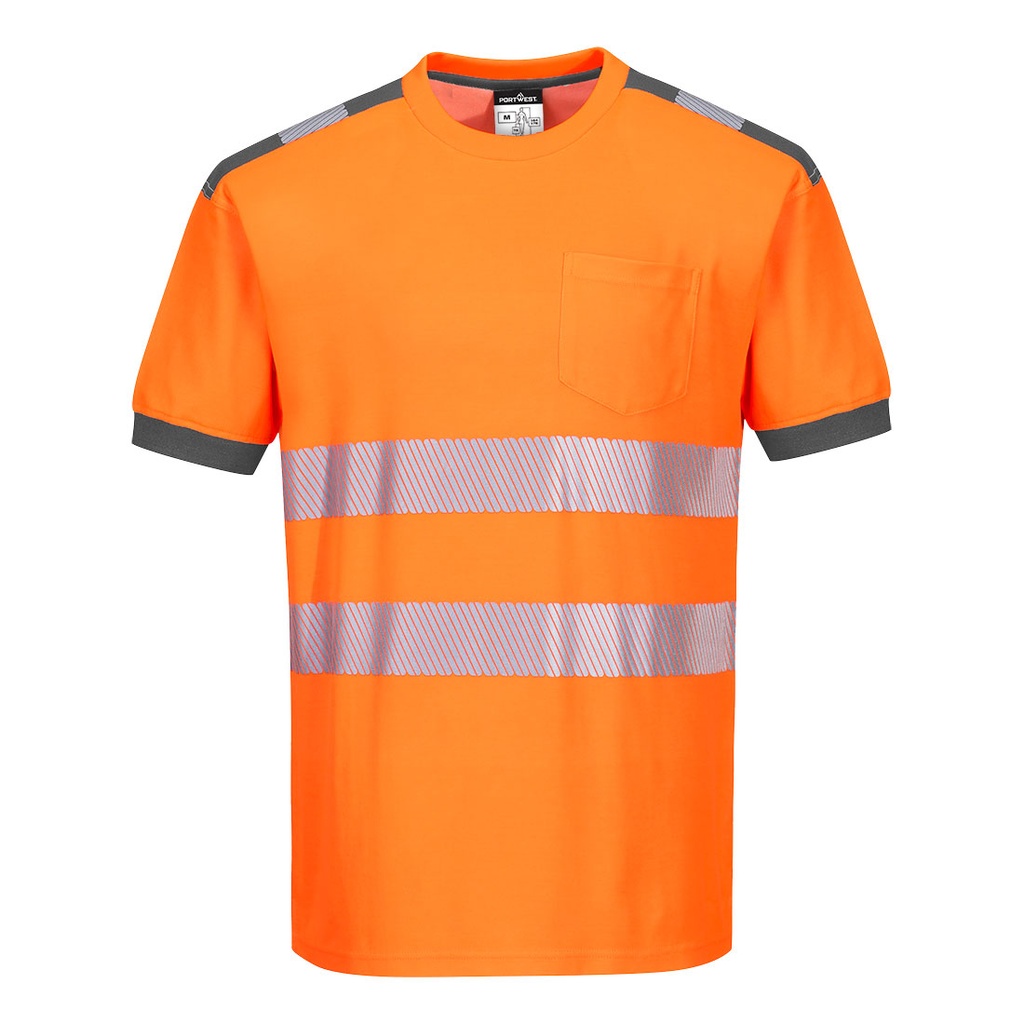 PW3 T-Shirt manica corta Hi-Vis – Arancione/grigio