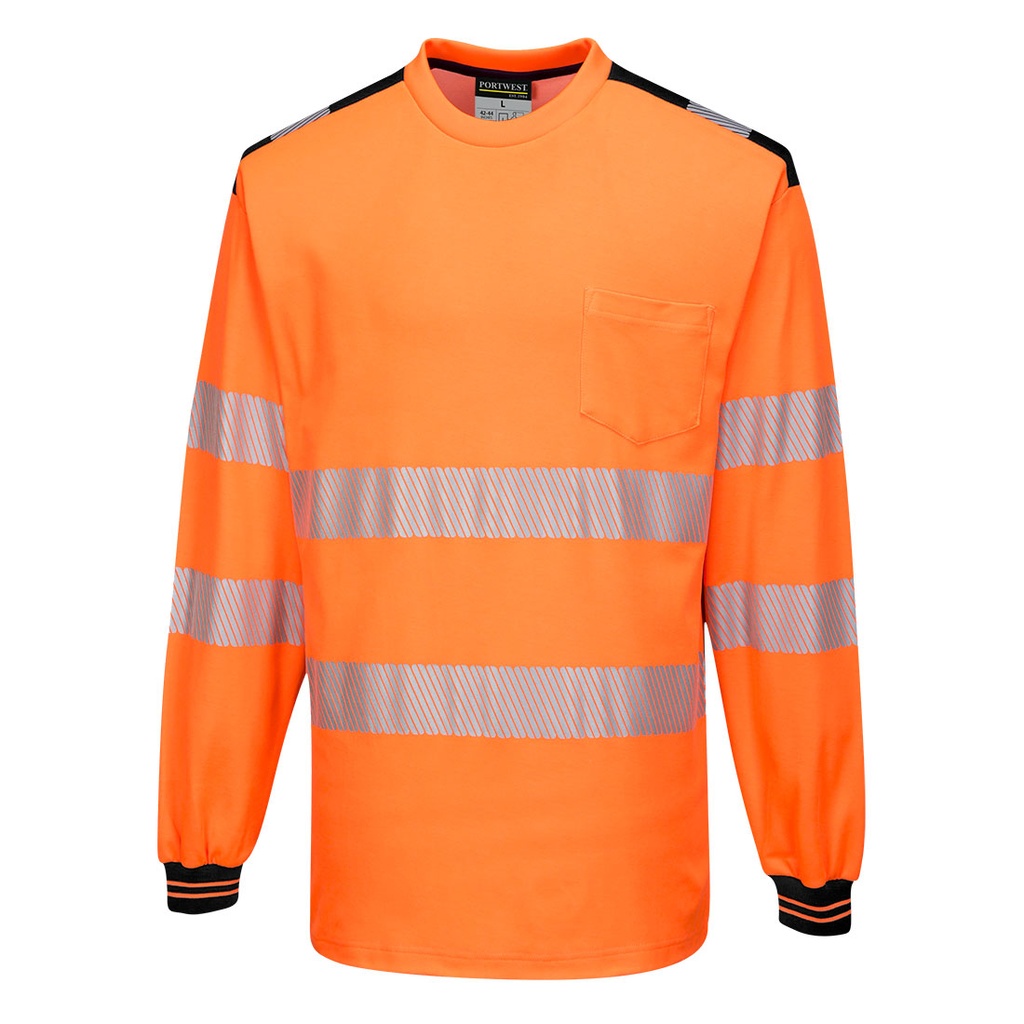 PW3 T-Shirt manica lunga Hi-Vis – Arancione/nero