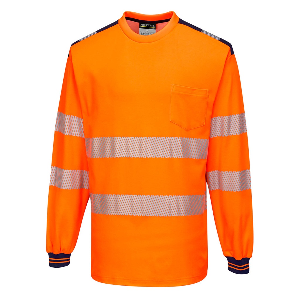 PW3 T-Shirt manica lunga Hi-Vis – Arancione/blu navy