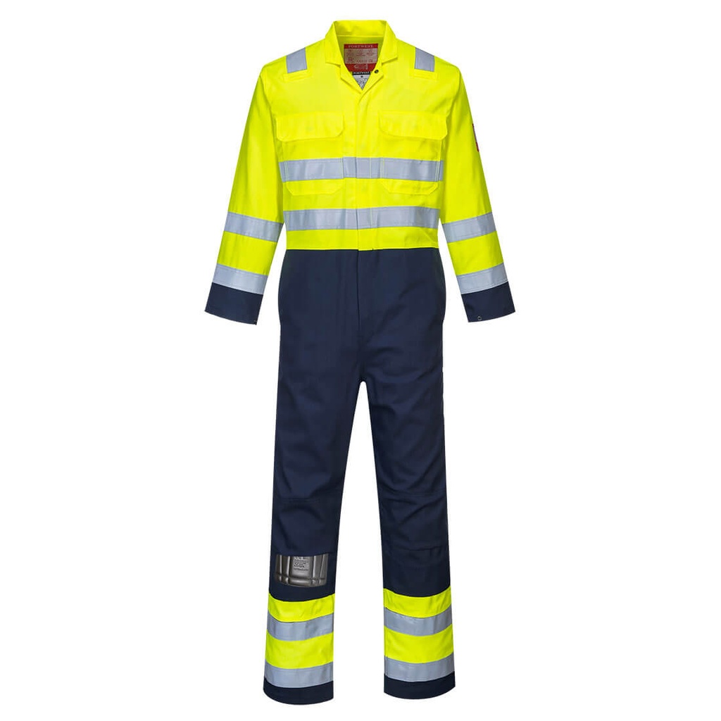Tuta da lavoro Hi-Vis Bizflame Work Antistatica – Giallo/blu navy