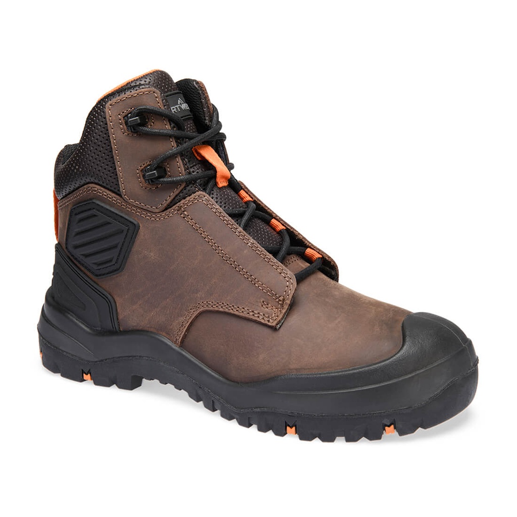 Stivaletto in pelle d'acciaio S3 SC HRO HI CI LG SR – Marrone/arancione