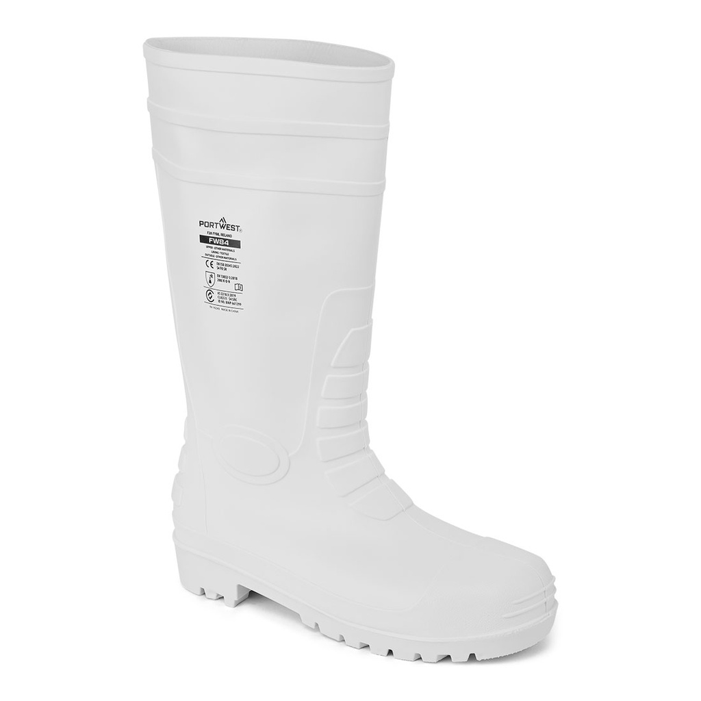 Stivale di gomma in PVC per alimentare con acciaio S4 FO CI – Bianco