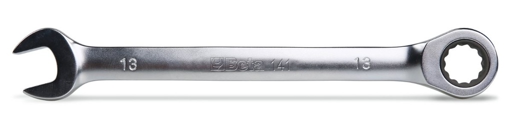 [001410019] Chiavi combinate diritte a forchetta e poligonale a cricchetto cromate Beta 141 19