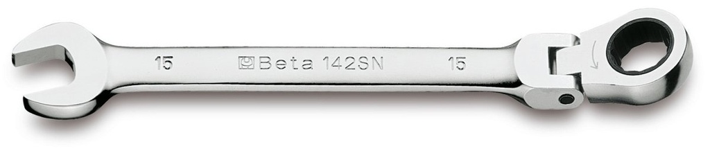 [001420217] Chiavi combinate a forchetta e poligonale diritte a cricchetto snodate cromate Beta 142SN 17
