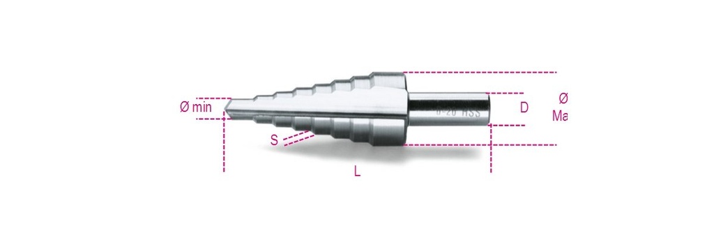 [004250012] Frese coniche a gradino in acciaio HSS Beta 425/2