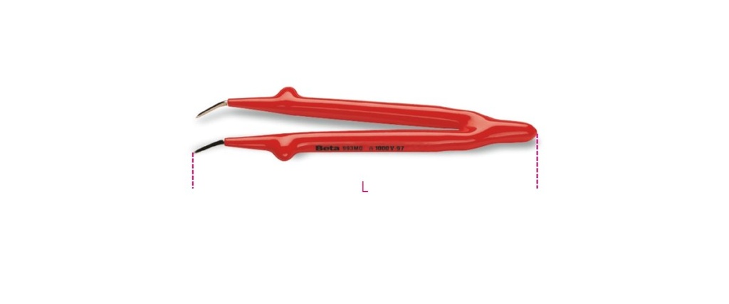 [009930040] Pinzetta a molla a punte curve arrotondate, zigrinate Beta 993MQ