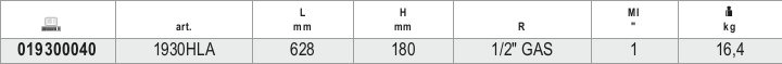 Tabella misure – Avvitatore reversibile Beta 1930HLA