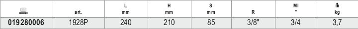 Tabella misure – Avvitatore reversibile in materiale composito Beta 1928P