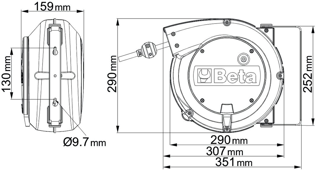 Avvolgitore automatico con cavo 3Gx2,5 mm² Beta 1845 15-H07