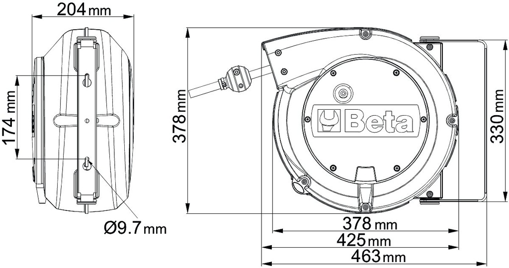Avvolgitore automatico con cavo 3Gx2,5 mm² Beta 1845 12-H05