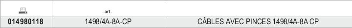 Tabella misure – CAVI CON PINZE 1498/4A-8A CP Beta 1498/4A-8A-CP