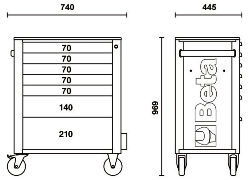 Cassettiera porta attrezzi con 7 cassetti Beta RSC24/7-A