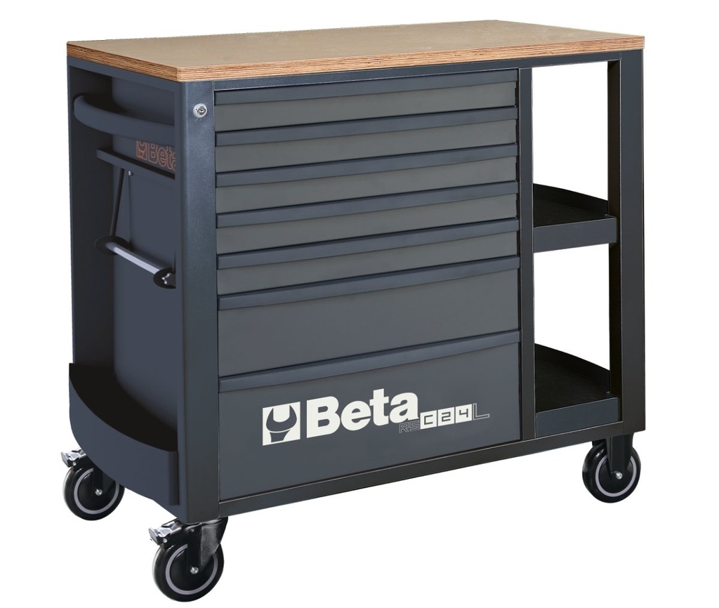 Cassettiera porta attrezzi con 7 cassetti e ripiani laterali Beta RSC24L/7-O