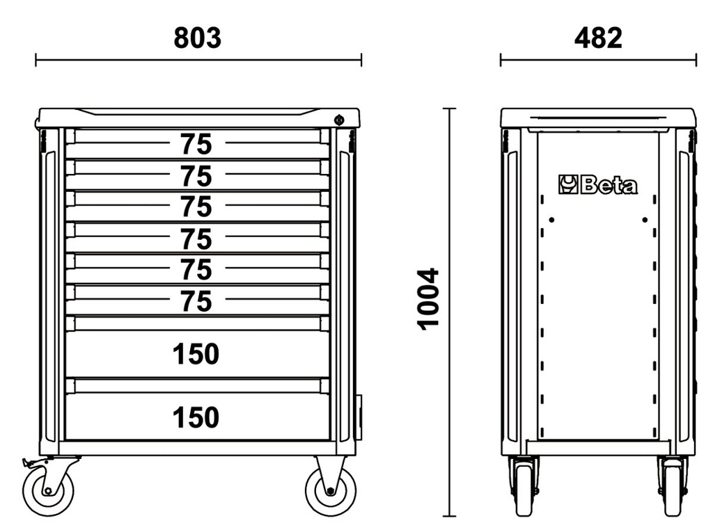 Cassettiera porta attrezzi con 8 cassetti Beta C37/8-O