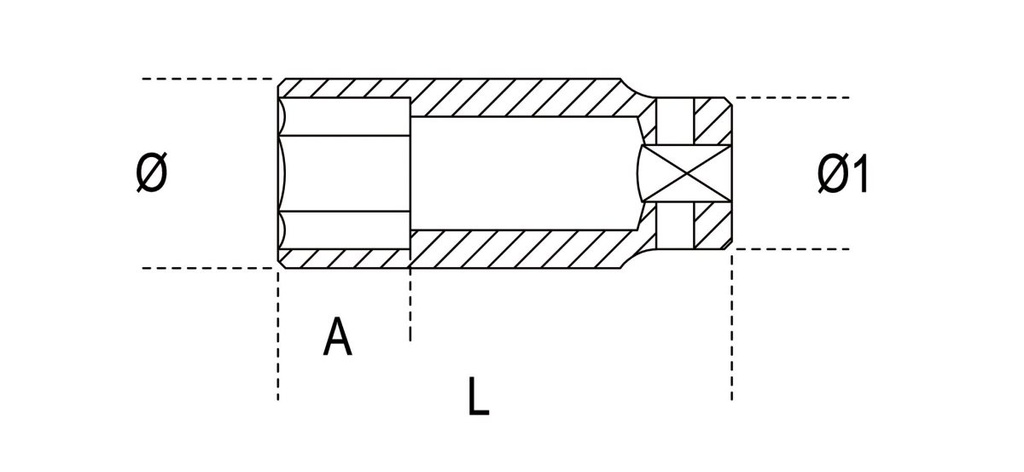 Chiavi a bussola Macchina con attacco quadro Femmina 3/4" Bocca esagonale Serie lunga, fosfatate Beta 728L 46