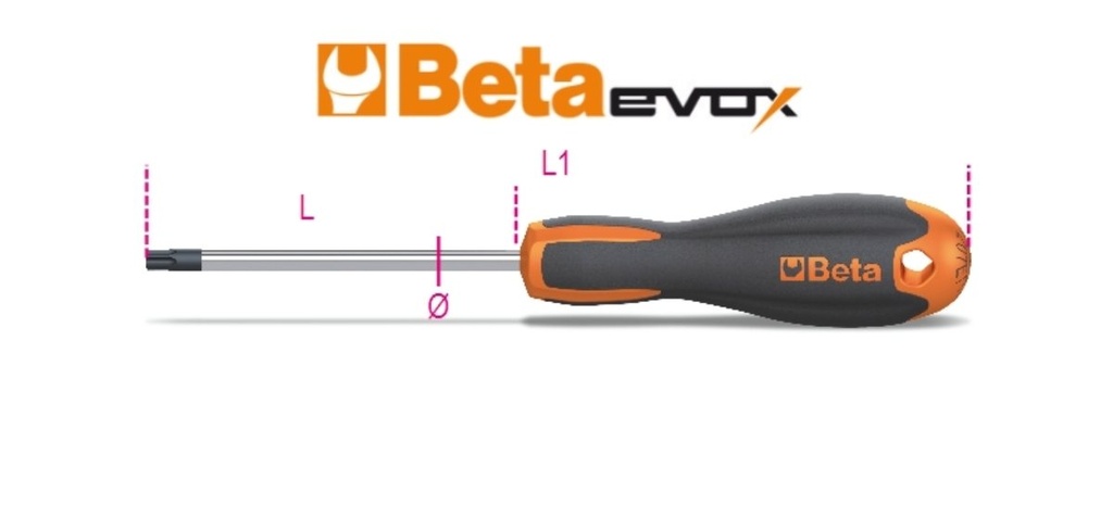 Chiavi maschio con impugnatura Evox, per viti con impronta Tamper Resistant Torx® cromate, punte nere Beta 1208E/RTX 10