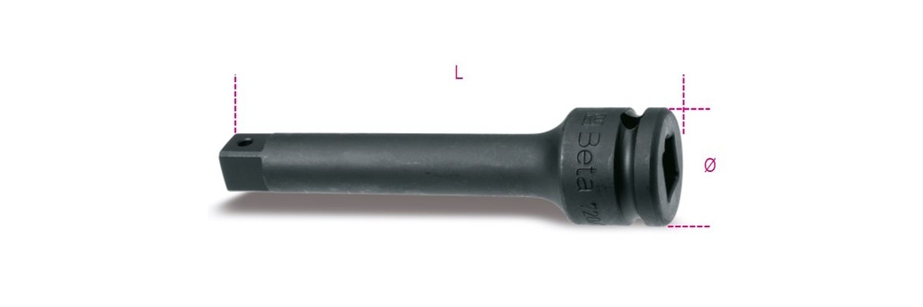 Prolunga Macchina con attacchi quadri maschio e femmina 1" fosfatata Beta 729/22