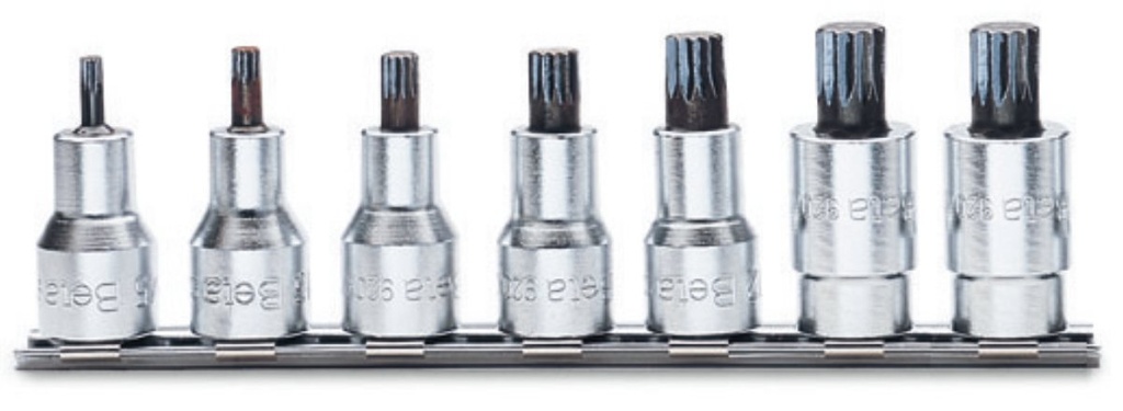Serie di 7 chiavi a bussola maschio a profilo XZN® (art. 920XZN) su supporto Beta 920XZN/SB7