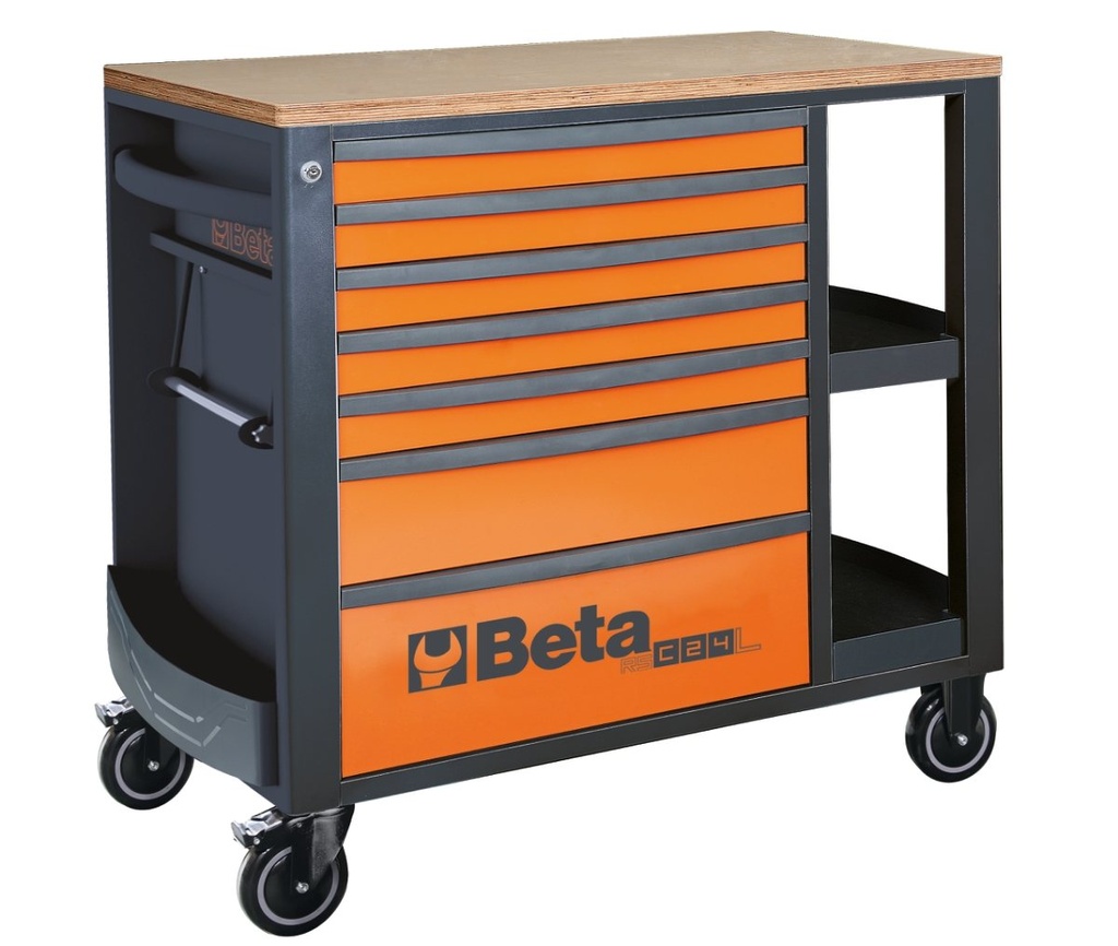Cassettiera porta attrezzi con 7 cassetti e ripiani laterali Beta RSC24L/7-R