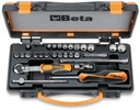 Beta 900MB/C28 – Assortimento di 11 chiavi a bussola a mano poligonali, 11 a giravite e 6 accessori in cassetta di lamiera
