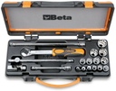 Beta 910AS/C13... – Assortimento 13 chiavi a bussola a mano poligonali e 5 accessori in cassetta di lamiera