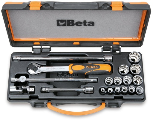Beta 910AS/C13... – Assortimento 13 chiavi a bussola a mano poligonali e 5 accessori in cassetta di lamiera