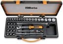 Beta 910.../C29 – Assortimento di 17 chiavi a bussola a mano 12 a giravite e 5 accessori in cassetta di lamiera