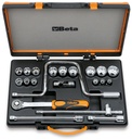 Beta 920AS/C15 – Assortimento di 15 chiavi a bussola a mano poligonali e 6 accessori in cassetta di lamiera