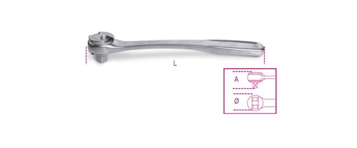 Beta 920/55INOX – Cricchetto reversibile con attacco quadro maschio 1/2" in acciaio inossidabile