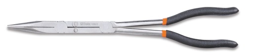 Beta 1009L/D – Pinza a becchi mezzotondi lunghissimi diritti zigrinati, con doppio snodo manici ricoperti con 2 strati di PVC antiscivolo