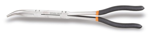 Beta 1009L/DP – Pinza a becchi mezzotondi lunghissimi zigrinati piegati a 45°, con doppio snodo manici ricoperti con 2 strati di PVC antiscivolo