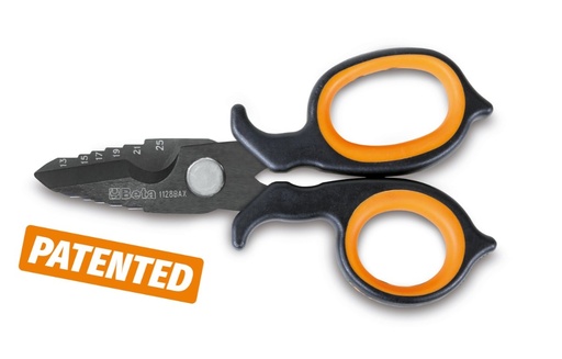 Beta 1128BAX – Forbici per elettricisti con profili a fresa in acciaio inox rivestito in DLC
