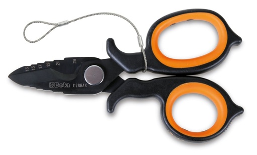 Beta 1128BAX-HS – Forbici per elettricisti a doppio effetto, con profili a fresa in acciaio inossidabile rivestito in DLC H-SAFE