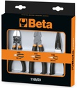 Beta 1169/D3 – Assortimento di 1 pinza universale, 1 pinza becchi mezzotondi lunghi e 1 tronchese, con 2 strati di PVC antiscivolo cromati