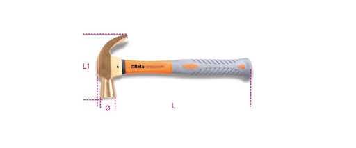 Beta 1375BA/PL – Martello con penna sferica a granchio antiscintilla, manico in fibra