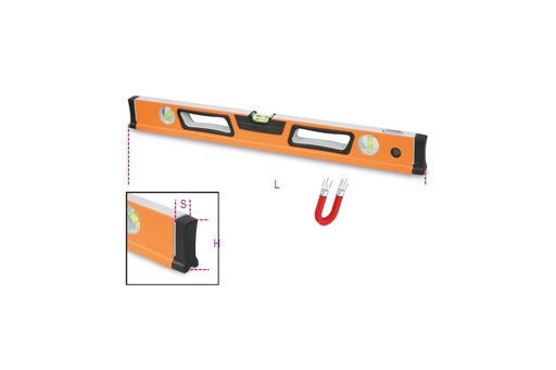Beta 1696T – Livella con base magnetica in alluminio profilato con tre fiale infrangibili