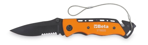 Beta 1778SOS-HS – Coltello soccorso auto con funzione martello frangicristallo e tagliacinture di sicurezza H-SAFE • in astuccio