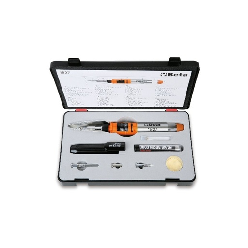 Beta 1827/K – Saldatore a gas con 7 accessori in valigetta con base morbida di polietilene espanso
