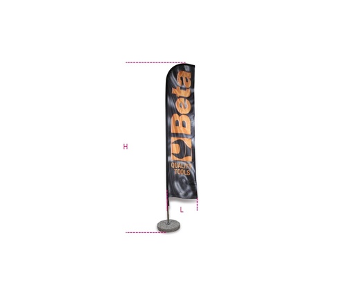 Beta 9561V – Bandiera a vela mt 4x0,75 con asta in metallo cromato basamento in graniglia di cemento 50 cm