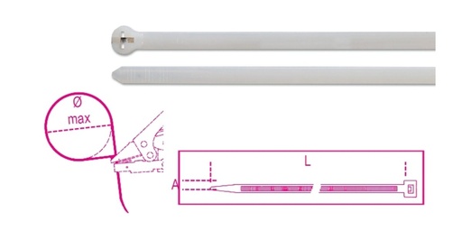 Beta 1748-BL – Fascette in nylon con dente in acciaio, colore naturale