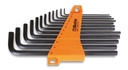 Beta 96L/SC12 – Serie di 12 chiavi maschio esagonale piegate tipo lungo (art. 96L) con supporto