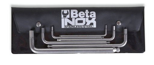 Beta 96BPINOX/B – Serie di 6 chiavi maschio esagonale piegate con estremità sferica, in acciaio inossidabile, in busta