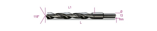 Beta 410A – Punte elicoidali cilindriche serie corta in acciaio HSS rullate brunite con codolo ridotto di 13mm